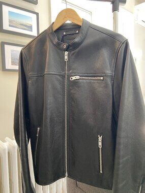 Coach - Racer leather jacket for men, black, size M